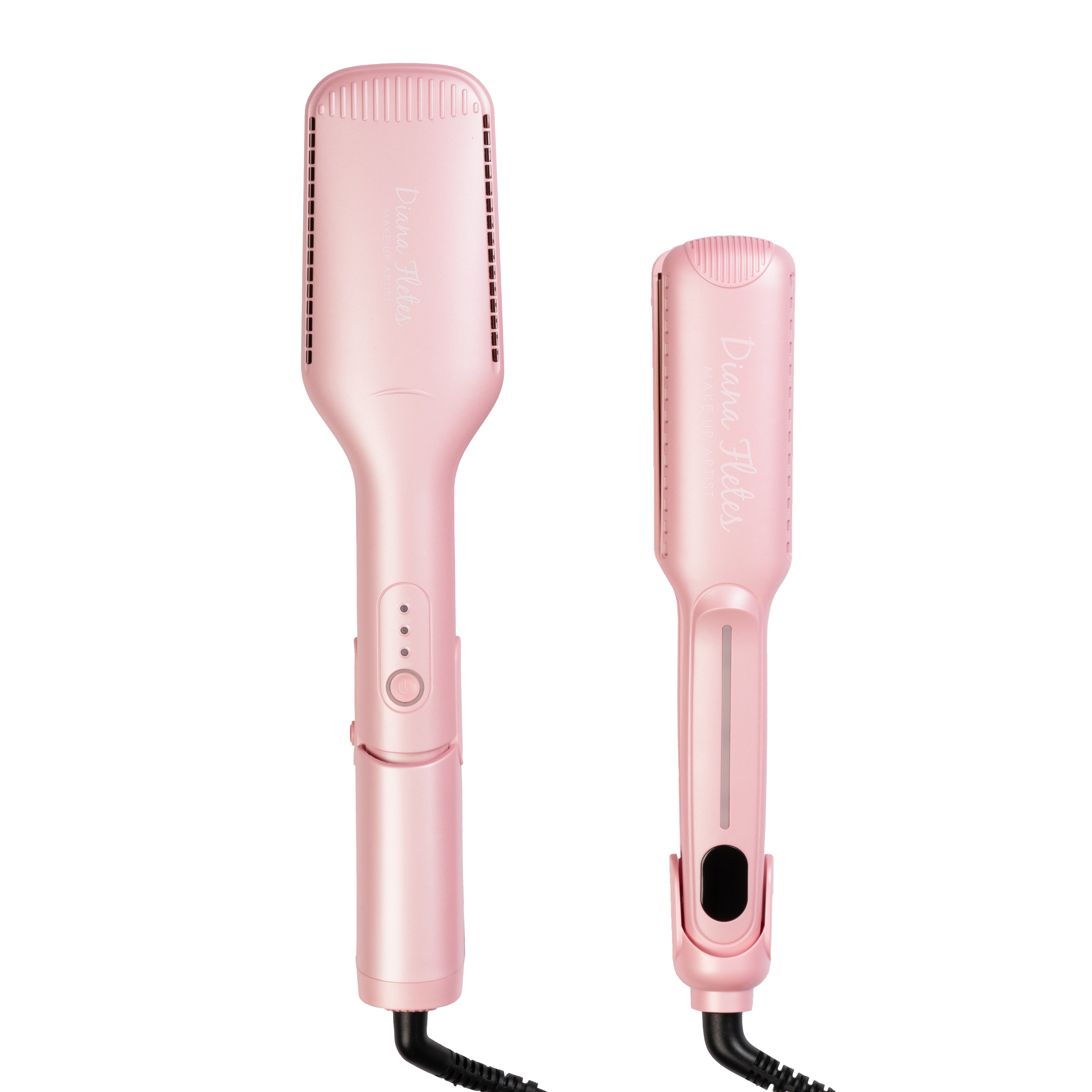 Set Plancha Profesional Infrarroja + Plancha 2 En 1 Diana Fletes Para Cabello Mojado TITANIUM GALVANIZADO