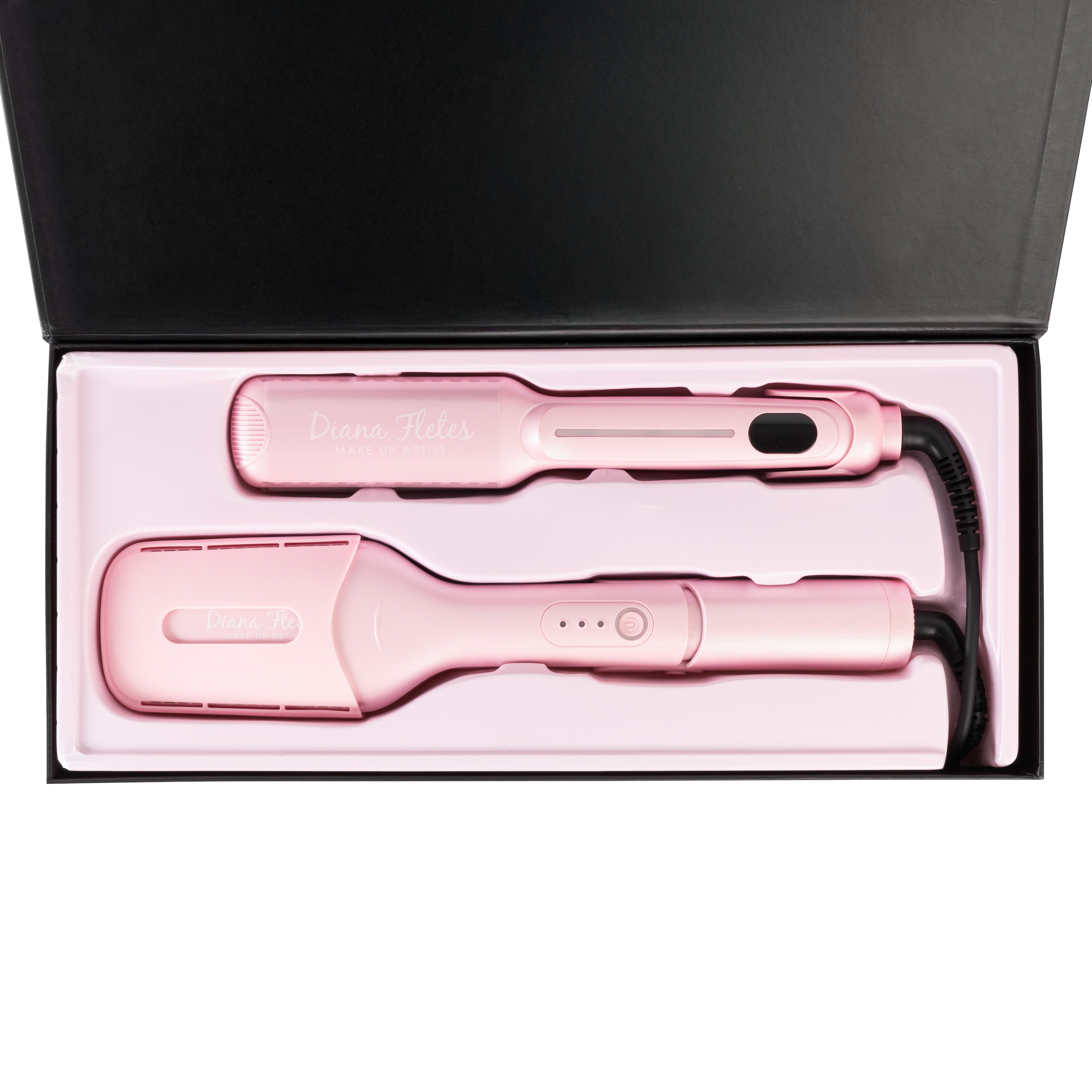 Set Plancha Profesional Infrarroja + Plancha 2 En 1 Diana Fletes Para Cabello Mojado TITANIUM GALVANIZADO