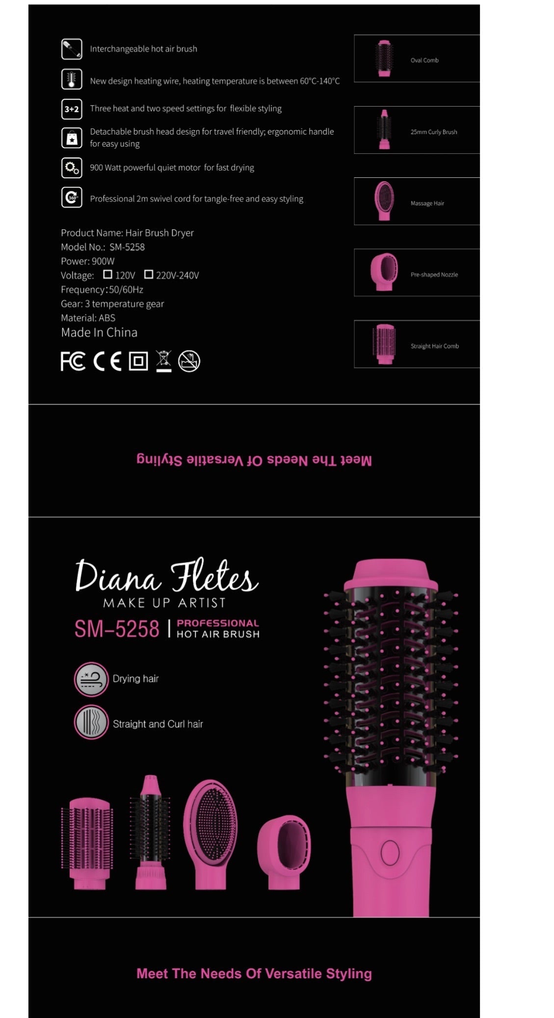 Cepillo Secadora 5 en 1 Diana Fletes